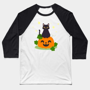 Cat Pumpkin Baseball T-Shirt